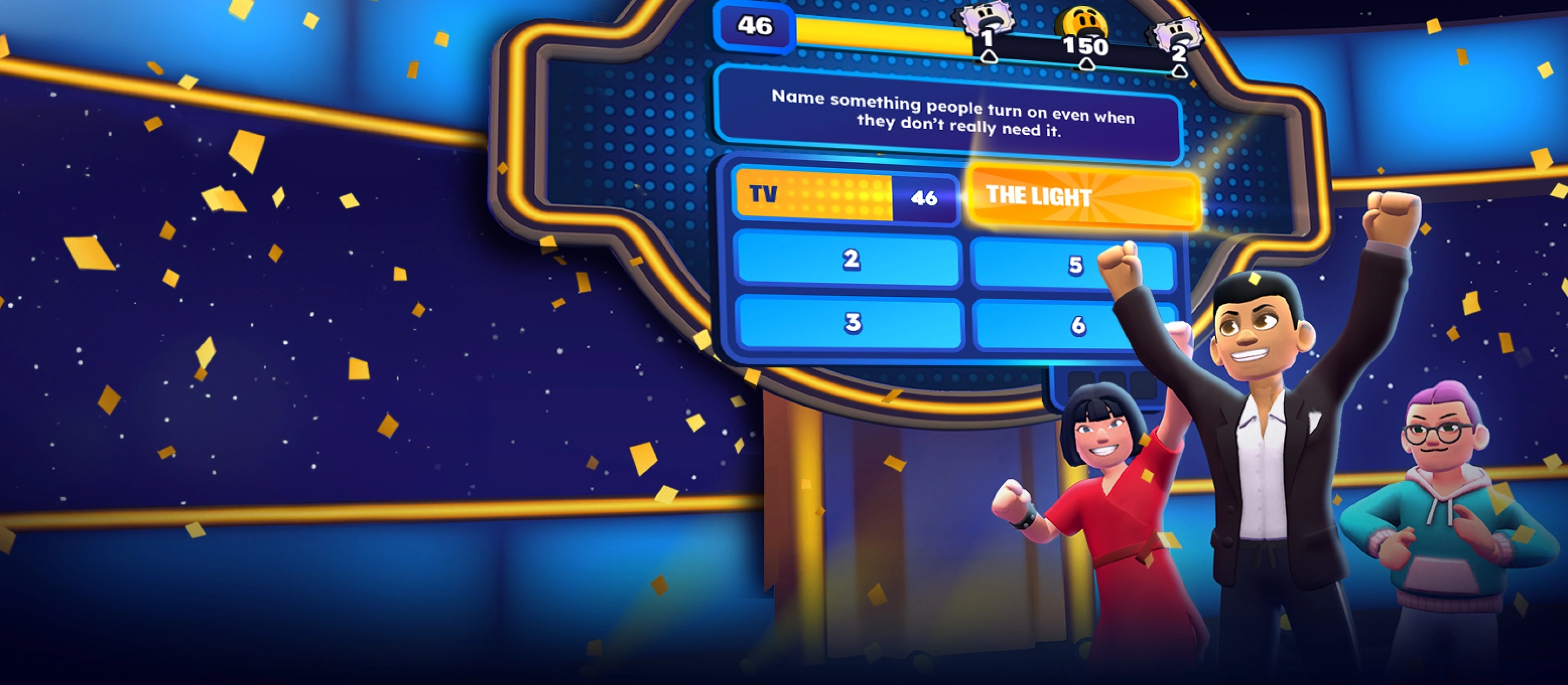 Family Feud PocketでSteve Harveyと回答ボードが登場する公式画像